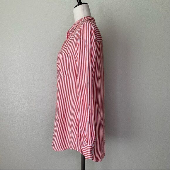 Beachlunchlounge Red White Stripe Front Button down Shirt - Picture 6 of 11